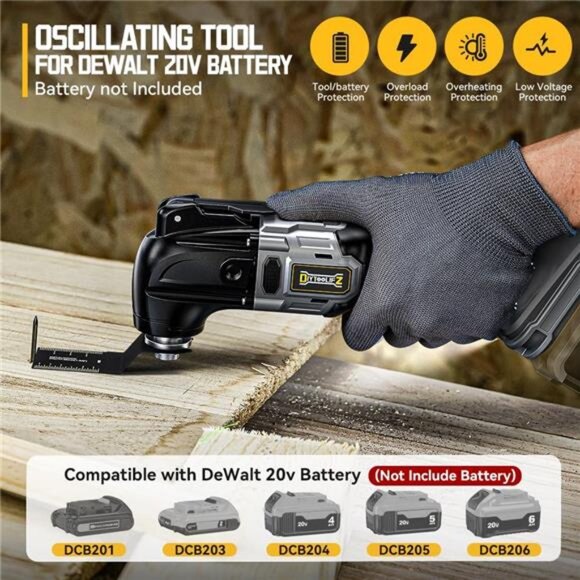 Cordless Oscillating Tool for Dewalt 20V Battery, 6 Variable Speed Brushless - Picture 3 of 7